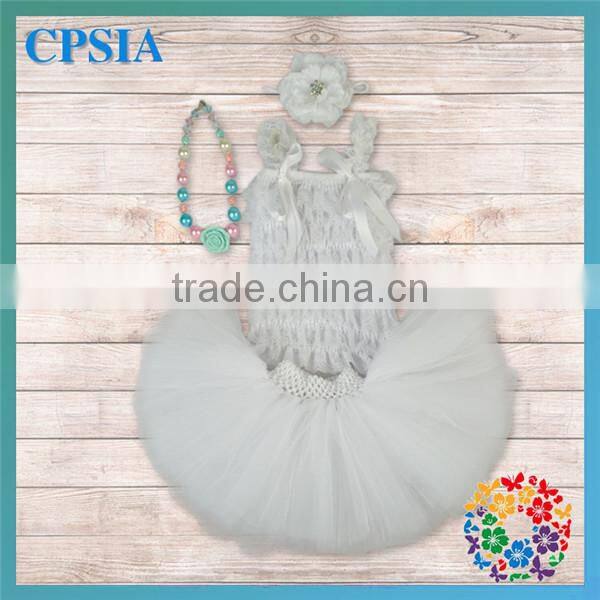 Red Christmas Baby Clothing Lace Top & Skirt & headband & Necklace Set Wholesale Children's Boutique Clothing