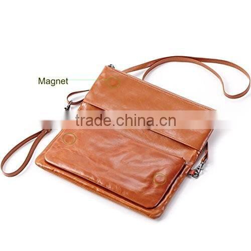 Womens Genuine Leather Clutch Handbags Purse with Strap Crossbody Messenger Bag for Women