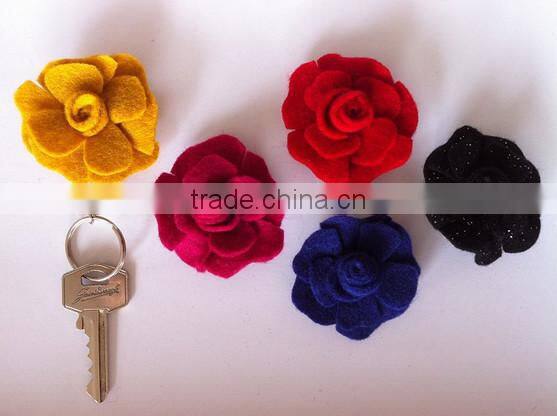 alibaba express hot sale high quality decorative new products fabric eco friendly felt artificial flower keyring made in china