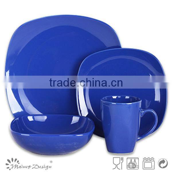 Yellow fine porcelain square dinner set China bulk