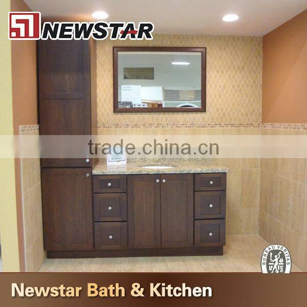 Solid wood bathroom vanity with granite countertops for inn project