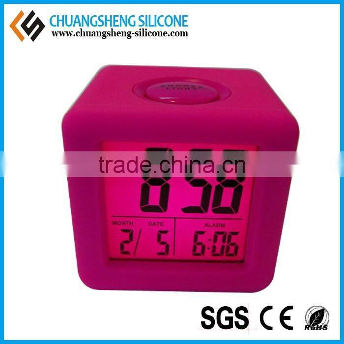 Cube shaped silicone time clock, digital table clock, anti-broken alarm clock