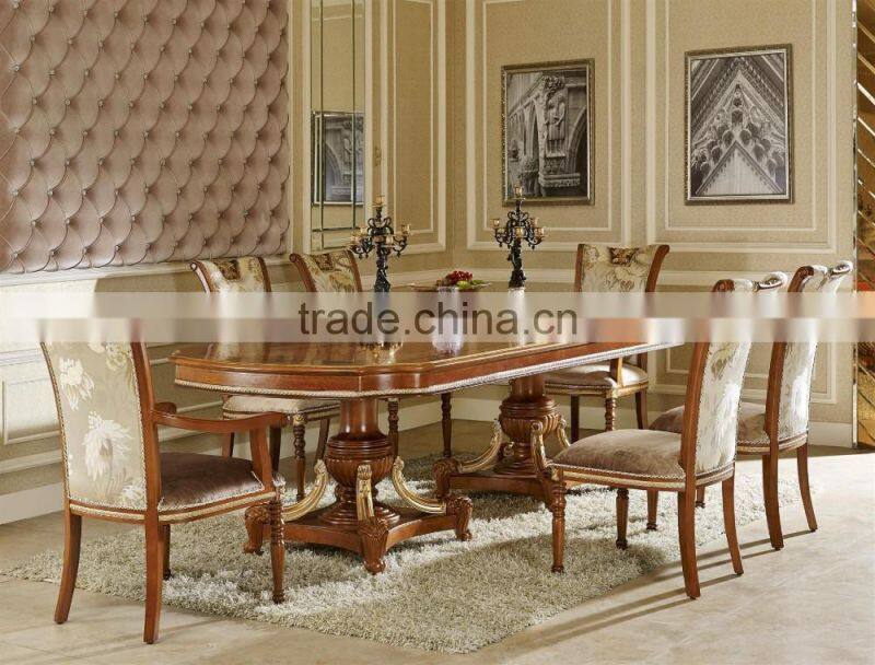 YB62 Royal Antique French Style Spoon Back Dining Chair Wooden Arm Chair /Luxury Hand Carved Wood Frame Fabric Dining Chair