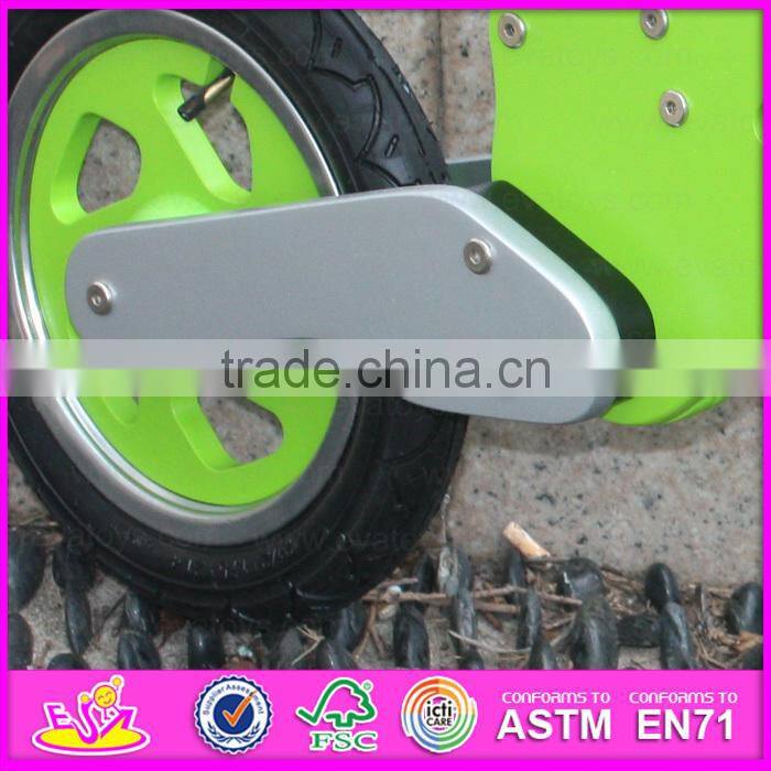 Green Motor Style Kids Wooden Balance Bike with CE approval,Cheap Balance Children wooden balance bike W16C069