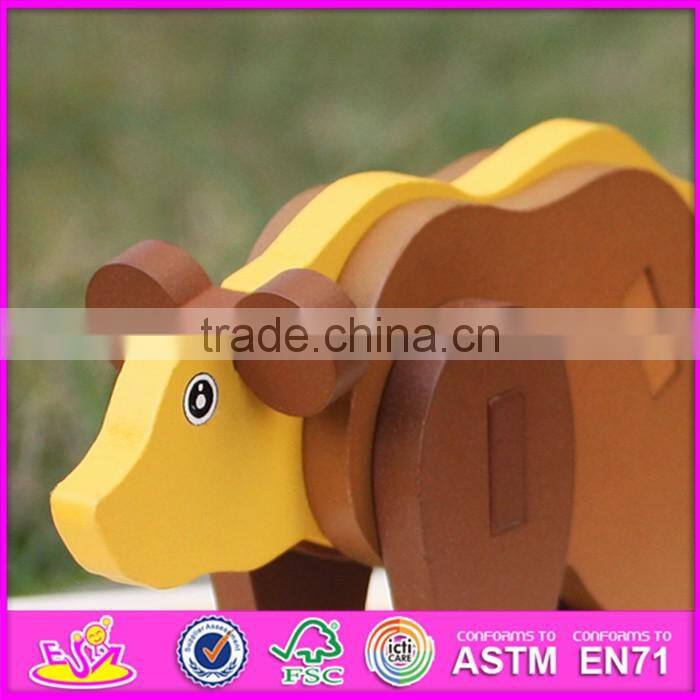 2017 New product children diy wooden animals puzzle games W14G039