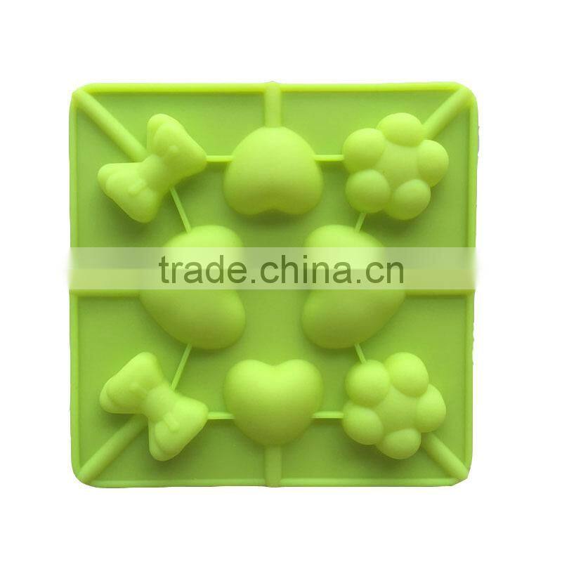 DIY Craft Silicone Mold 8-cavities Cute Lovely Lollipop Sticks Shape Ice Cube Mold Tray Random Colour