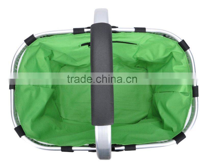600D polyester Promotional Picnic Basket with Inner Zipper Purse Pocket, Green(CBS030)