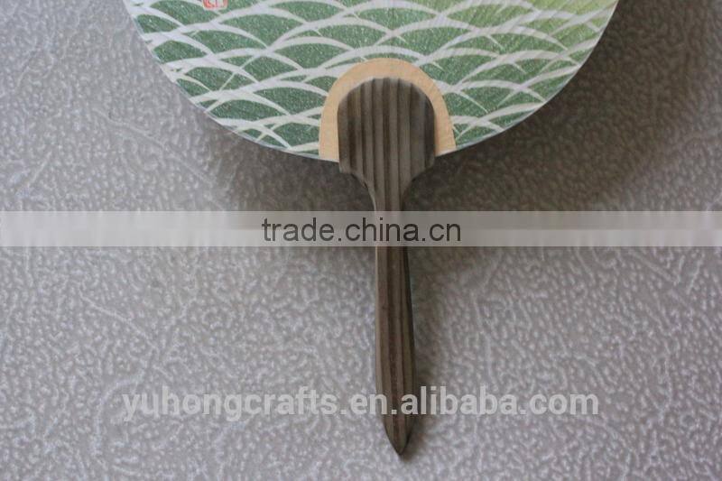 Environmental paper round fan with wood handle
