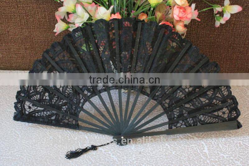 Black color lace wedding fan