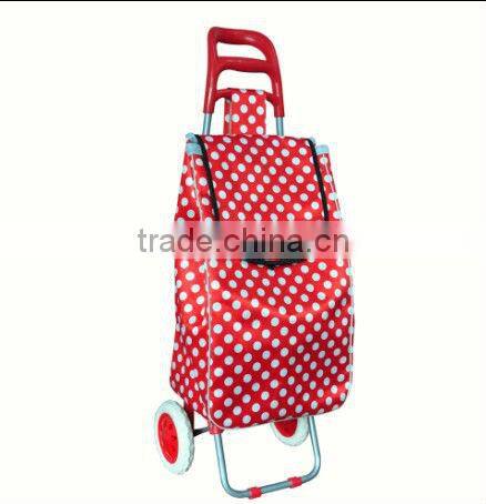 shopping trolley with detachable trolley and Dot Satin bag ,strong metal shelf trolley