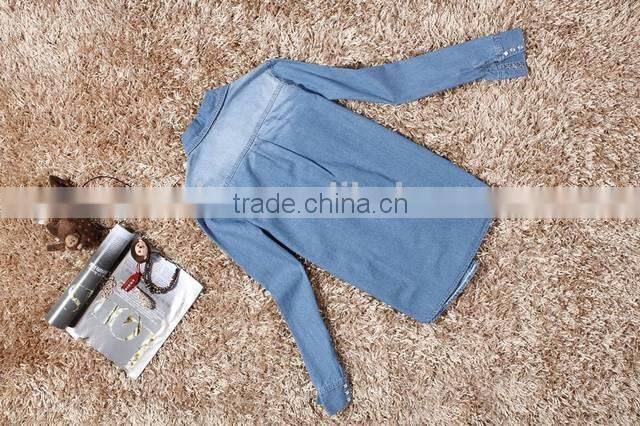 Plus size denim shirt women clothing nostalgic gradient jeans shirt vintage womens camisa jeans blusas feminina blouse