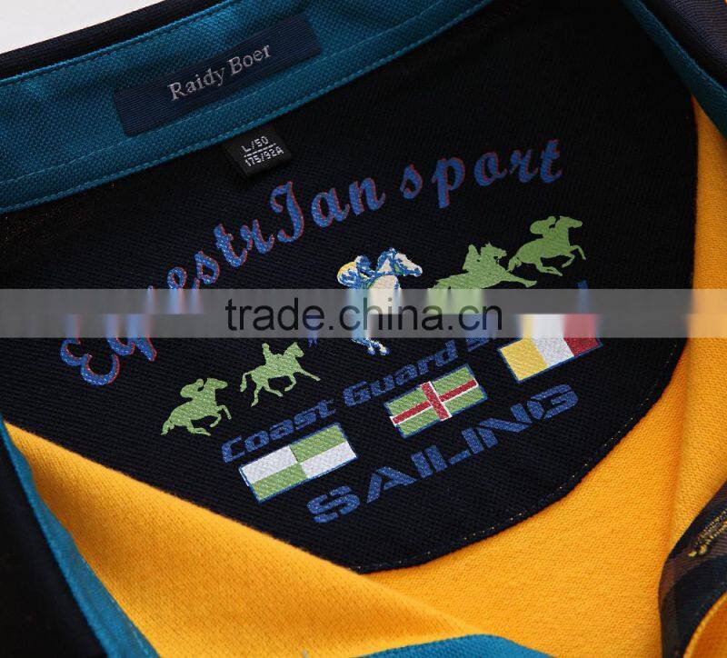 2016 long sleeve blank double mercerized cotton polo shirt