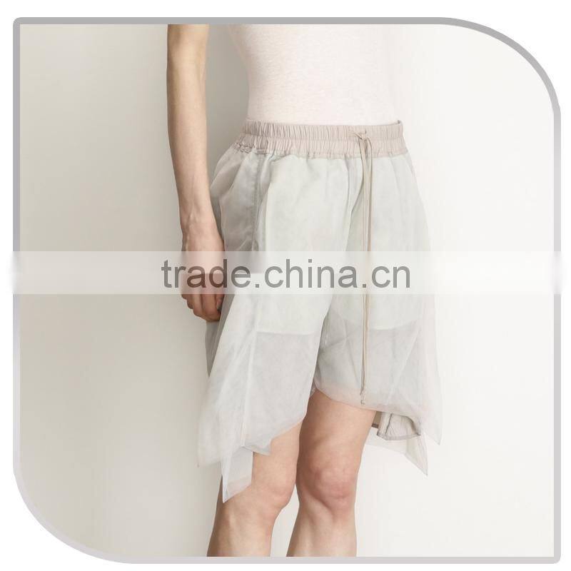 thin chiffon fabric special design UK high street ladies shorts