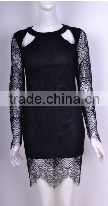 2015 Round neck Long sleeve Mini Lace Fashion Homecoming Dresses
