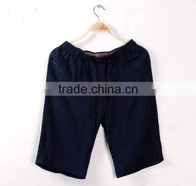 summer comfortable casual mens beach shorts plain linen shorts
