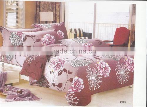100%polyester photo printed queensize diamond velvet wedding bedding set