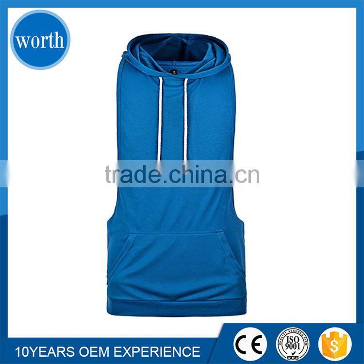 Plain Men's Work Out Bodybuilding Stringer Muscle Fit Hoodie