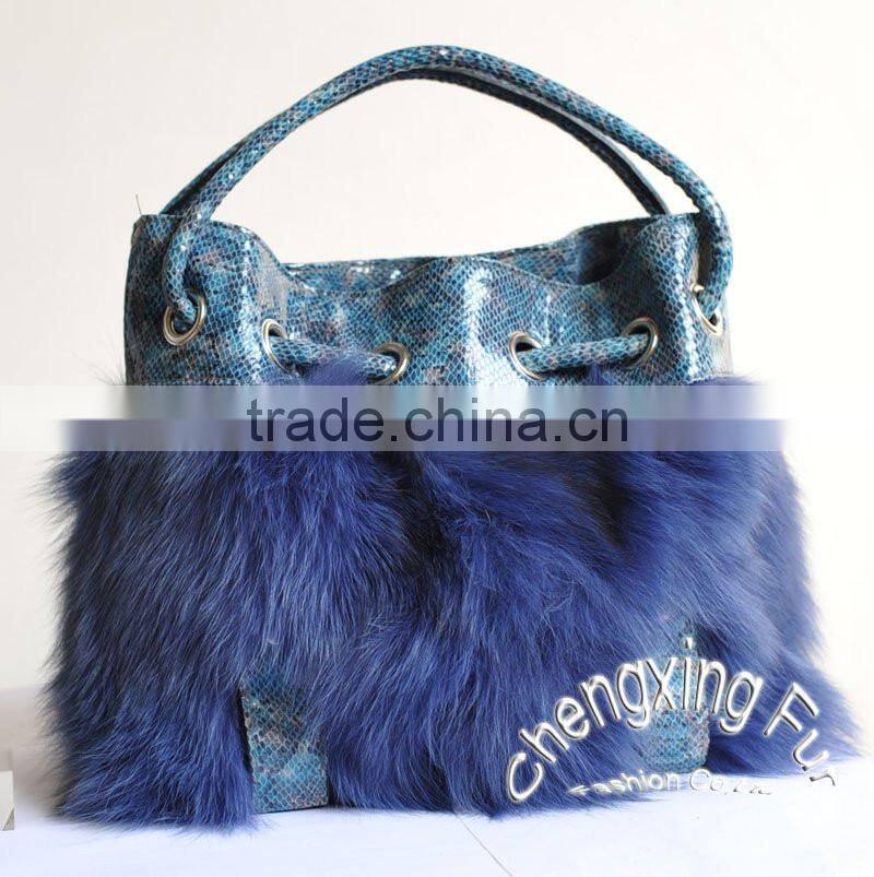 CX-H-27C 2016 Latest Fashionable Desgin Genuine Fox Fur Ladies Hand Bag
