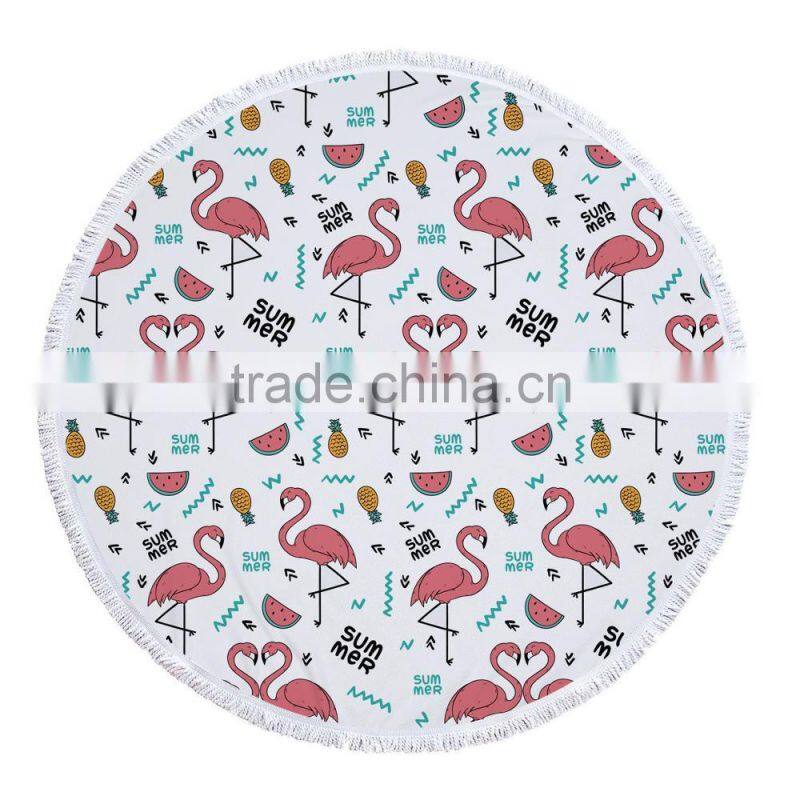 2017 hot sale soft high quality printed round beach towel women shawls