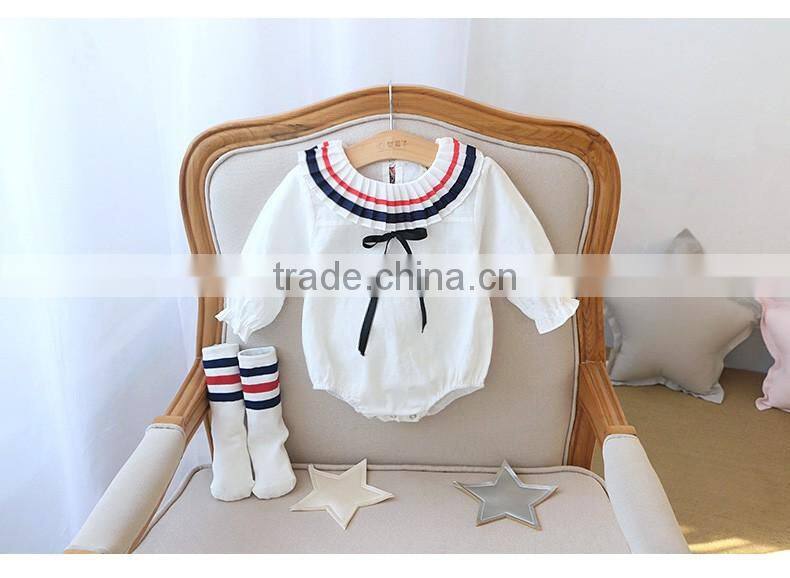 New Fashion Cape Collar Baby Cotton Girl Romper Onesie With Socks