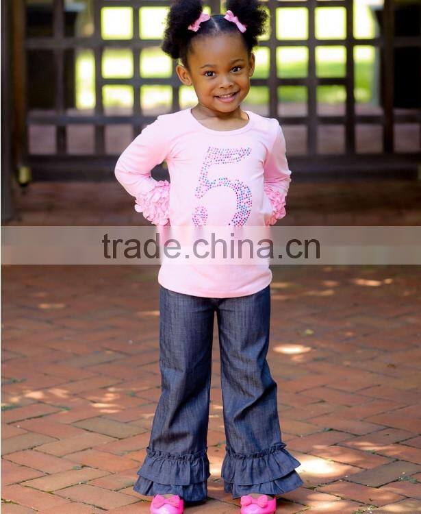 2017 New arrival boutique girl clothing baby clothes kid children shorts wholesale new model jeans pants