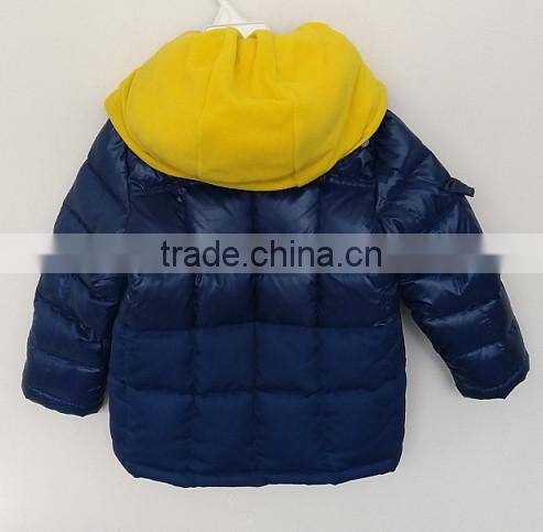 boys PU fabric navy down jacket for winter