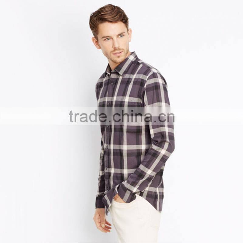2016 Latest check plaid cotton business shirt thicken flannel check shirts for men