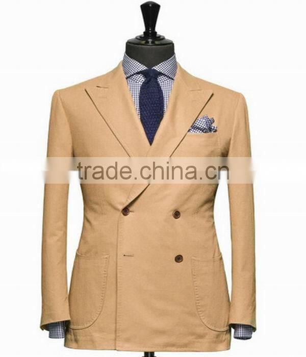 2017 Top Quality 100% wool beige yellow cotton suit