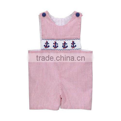 Red Stripes Smocked Anchor Shortall