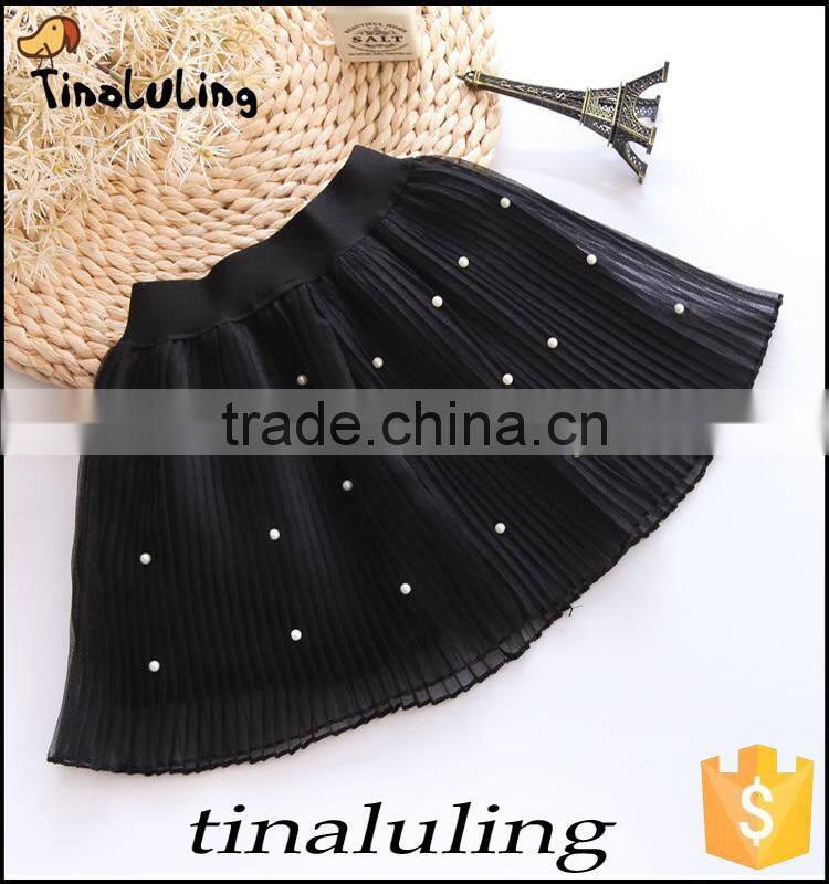 2015 fashion girls short mini skirts with pearl kids chiffon tutu children dancewear