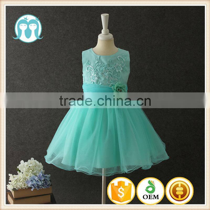 2017 Indian girls without dress pictures summer green Flower Puffy party dress Turkey girls shining Performance dance dresses
