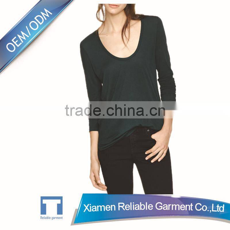 High quality custom design women plain long sleeve shirt china supplier 2016 fashion sweater