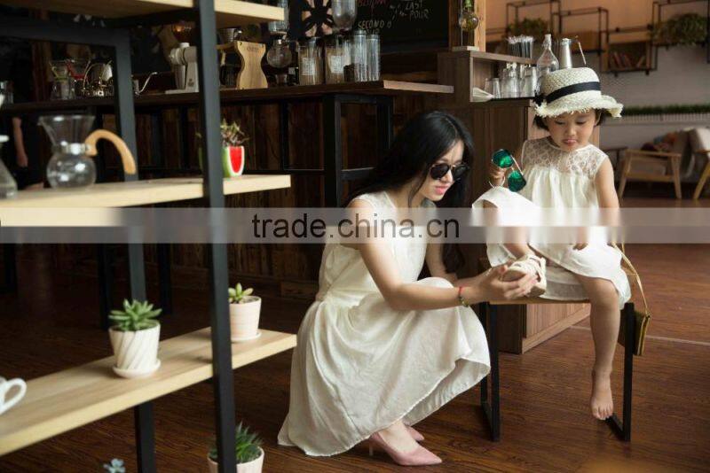COOL KID ZONE summer white sleeveless chiffon princess dress matching mother and daughter dress