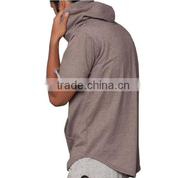 high quality custom 100% cotton plain curved hem hoodie with double pockets