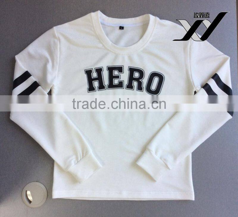 women fashion white pullover crew neck sweatshirts 2016 new design