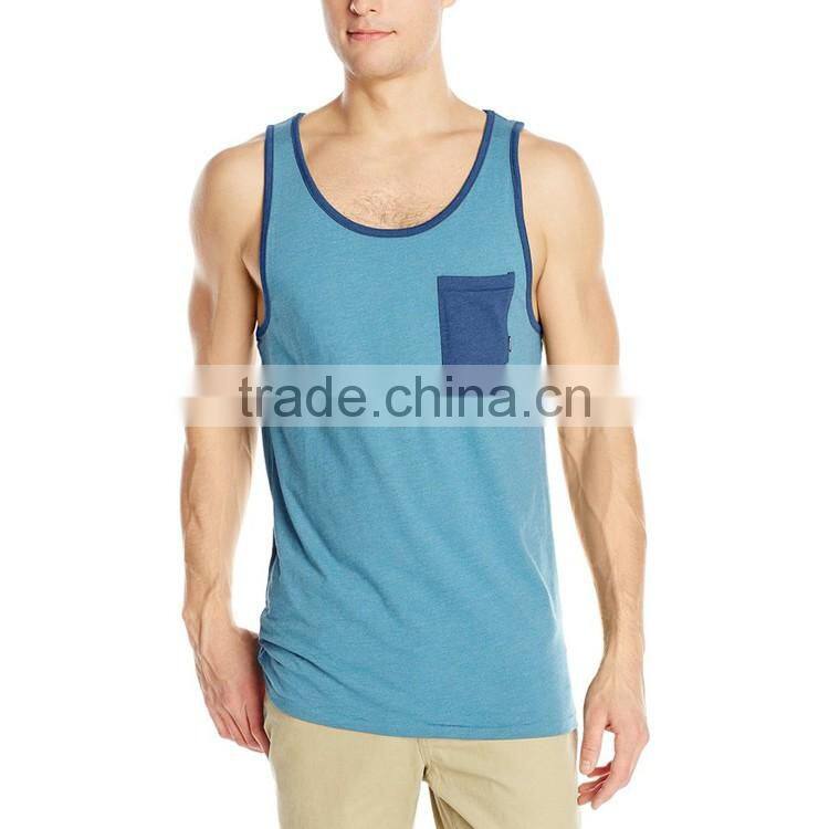 Wholesale 100% Cotton Mens Tank Top With Pocket Bulk Fashion Design Stringer Tank Top Custom