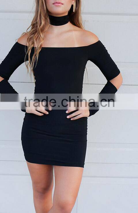 Runwaylover EY2196D Hot Sale 2017 Ladies Fashion Off-Shoulder Bodycon Mini Dress
