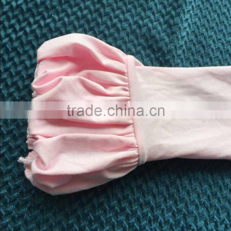 2015 ney style puff sleeve pink top with bib carousel dress and solid blue ruffle pants YW-193