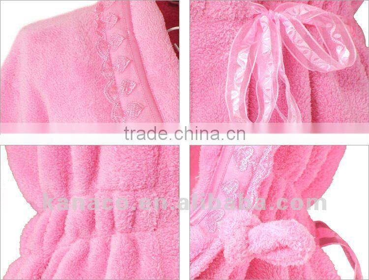 women's polyester coral fleece robe(KN-RB-14)