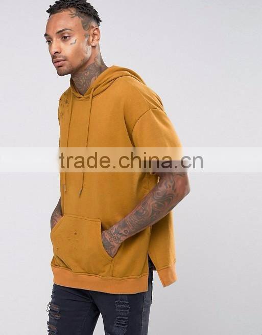 2017 China Shandao Manufacture Autumn Custom Color Casual Style 100% Polyester Pullover Jersey Men's Short Sleeve Hoodies