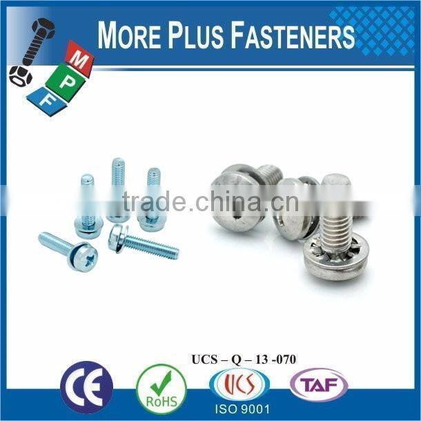 Taiwan JIS B1187 M3 M12 M4-0.7 x 6mm Phillips Pan Head Zinc Finish Steel Split Lock Washer SEMS Machine Screw