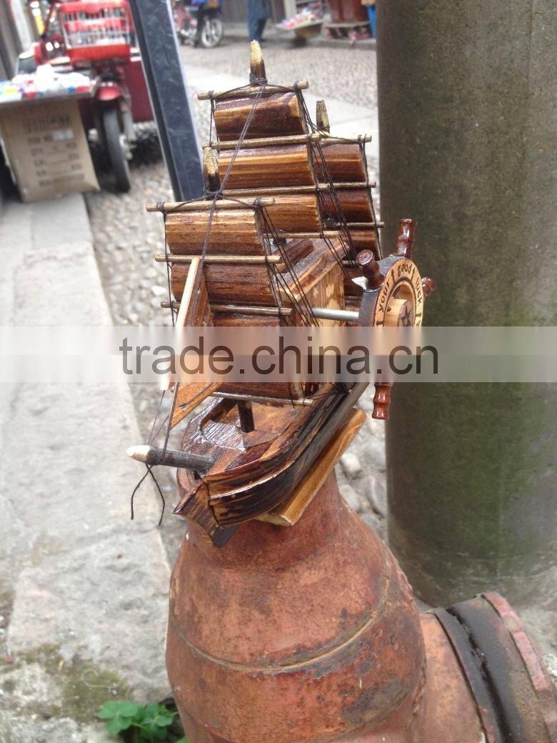 1 pc MOQ Sailing Boat/Sailing Ship/Sailing Vessel/Junk/Jalor Wood Boat,Home Decor Wood Craft Sailing Boat Model Gift for Kids