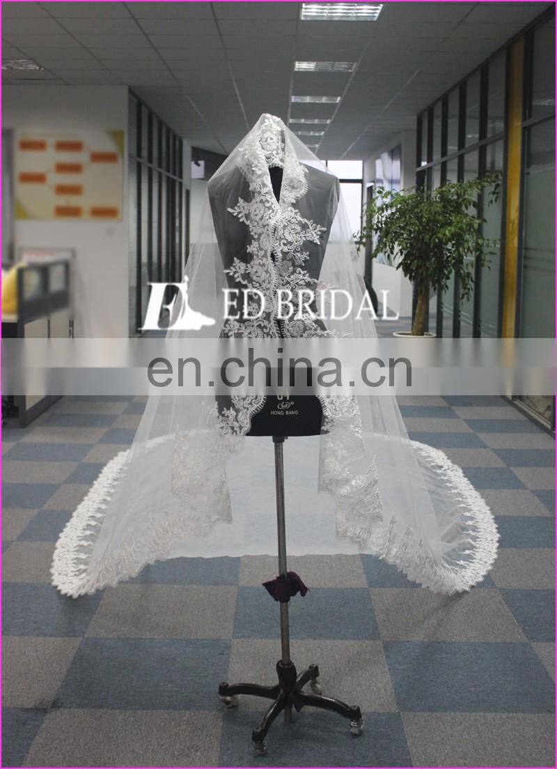 WA1201 Wholesale Elegant Wedding Accessory Lace With Comb One Layer 5m Wedding Veil