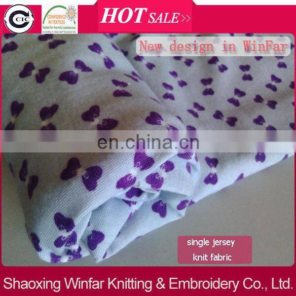 shaoxing winfar Textile Open End Spinning 30s Viscose bowknot Printed Fabric 94 Rayon 6 Spandex