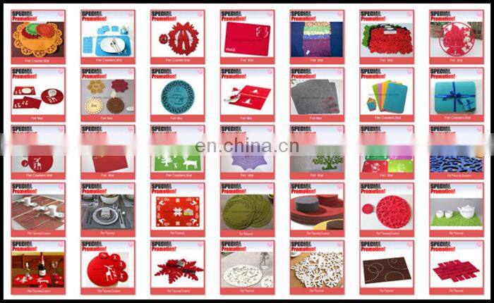 4pcs set Round Felt custom printed placemats for Christmas decoration