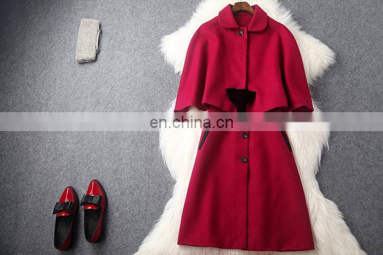 purple cape sleeve wool worsted winter coat two piece set coat wholesale oem odm