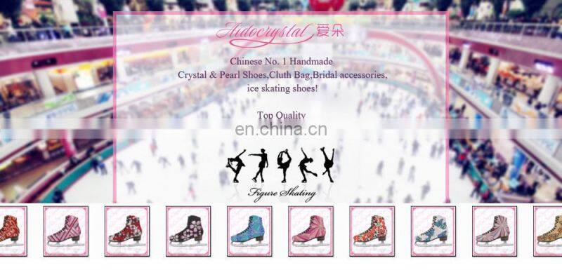 Aidocrystal hot sale butterfly pattern crystal covered ice skating shoes,ice dancing shoes,figure skating shoes