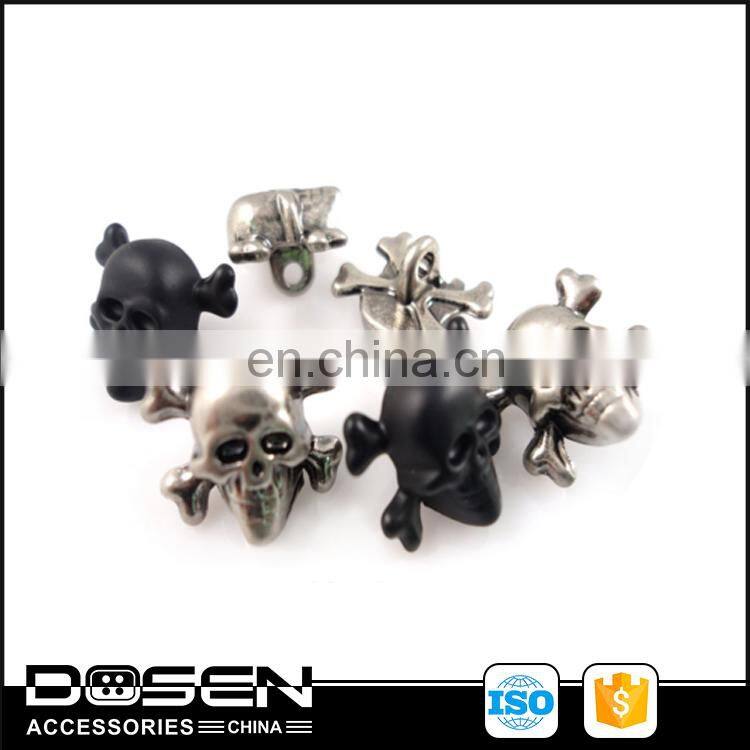 3D Punk Decorations Antique Finishing Sewing Metal Cross Bone Skull Buttons for Denim Clothes Jacket Shirt Bracelet