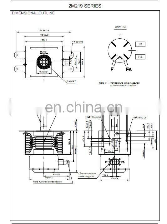 FRANKEVER MWO magnetron-2M219J-920 air cooled,950w home use magnetron