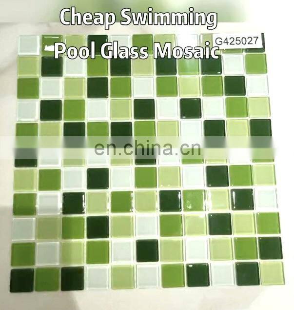 green and yellow mix color crystal mosaic tiles swimming pool glass mosaic tiles splash back hot melted pool mosaics tiles